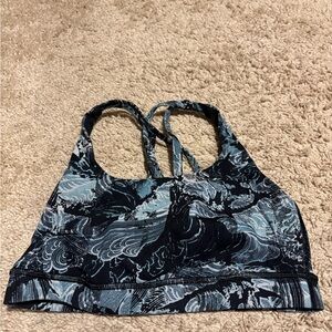 Lululemon Athletica Black and Blue Patterned Sports Bra